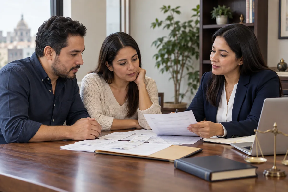 Personas revisando comprobantes de una deuda entre particulares