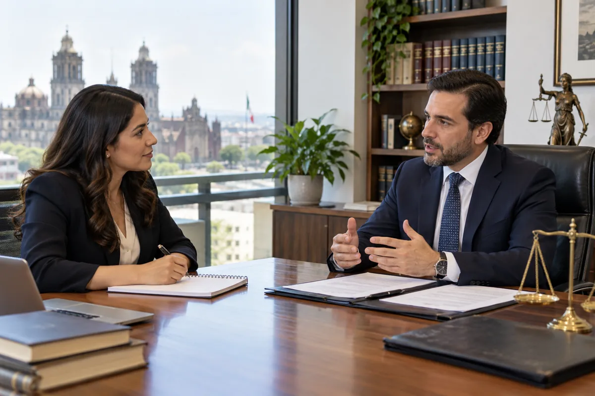 Persona haciendo preguntas antes de contratar un abogado