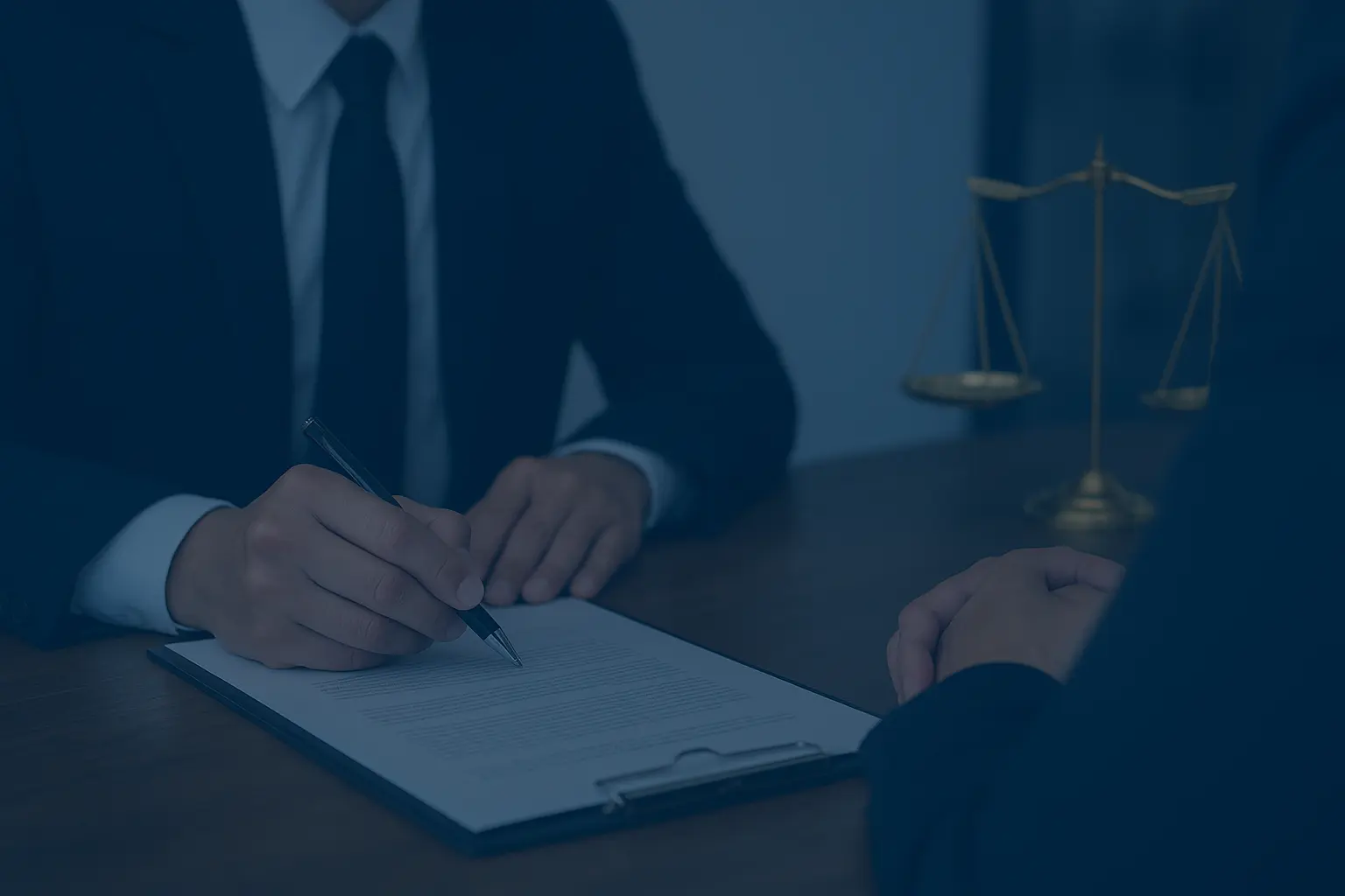 Profesional revisando documentos durante una consulta